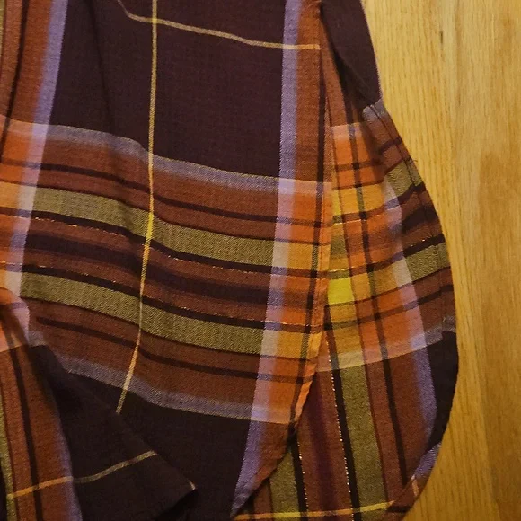 Cato Womens Plaid Tunic Shirt - Brown and Orange - Picture 3 of 3